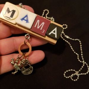 Upcycled  Mama charm necklace
